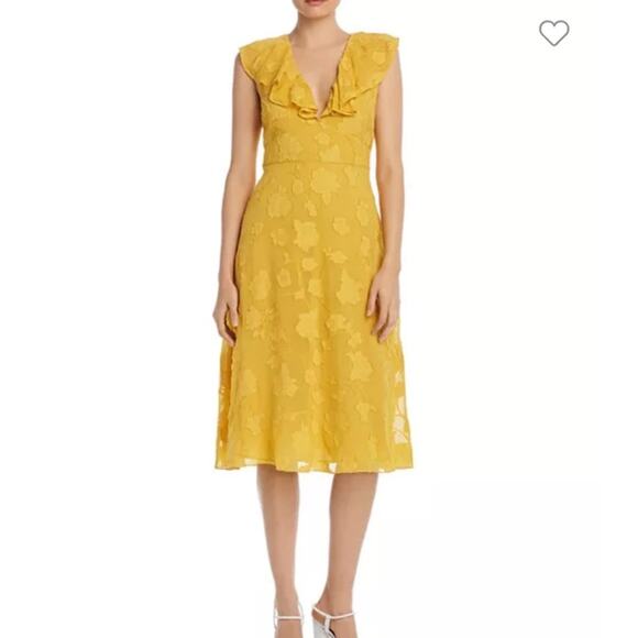 Joie Womens 2 Adella Floral Embroidered Dress in Yellow Gold - Picture 1 of 8